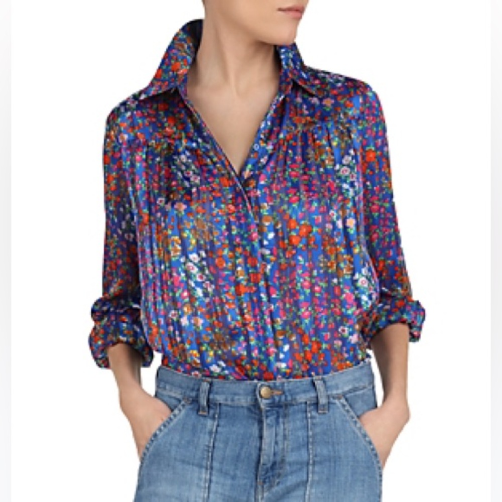 Ba&Sh Rive Blue Button Down Blouse - Picture 3 of 10